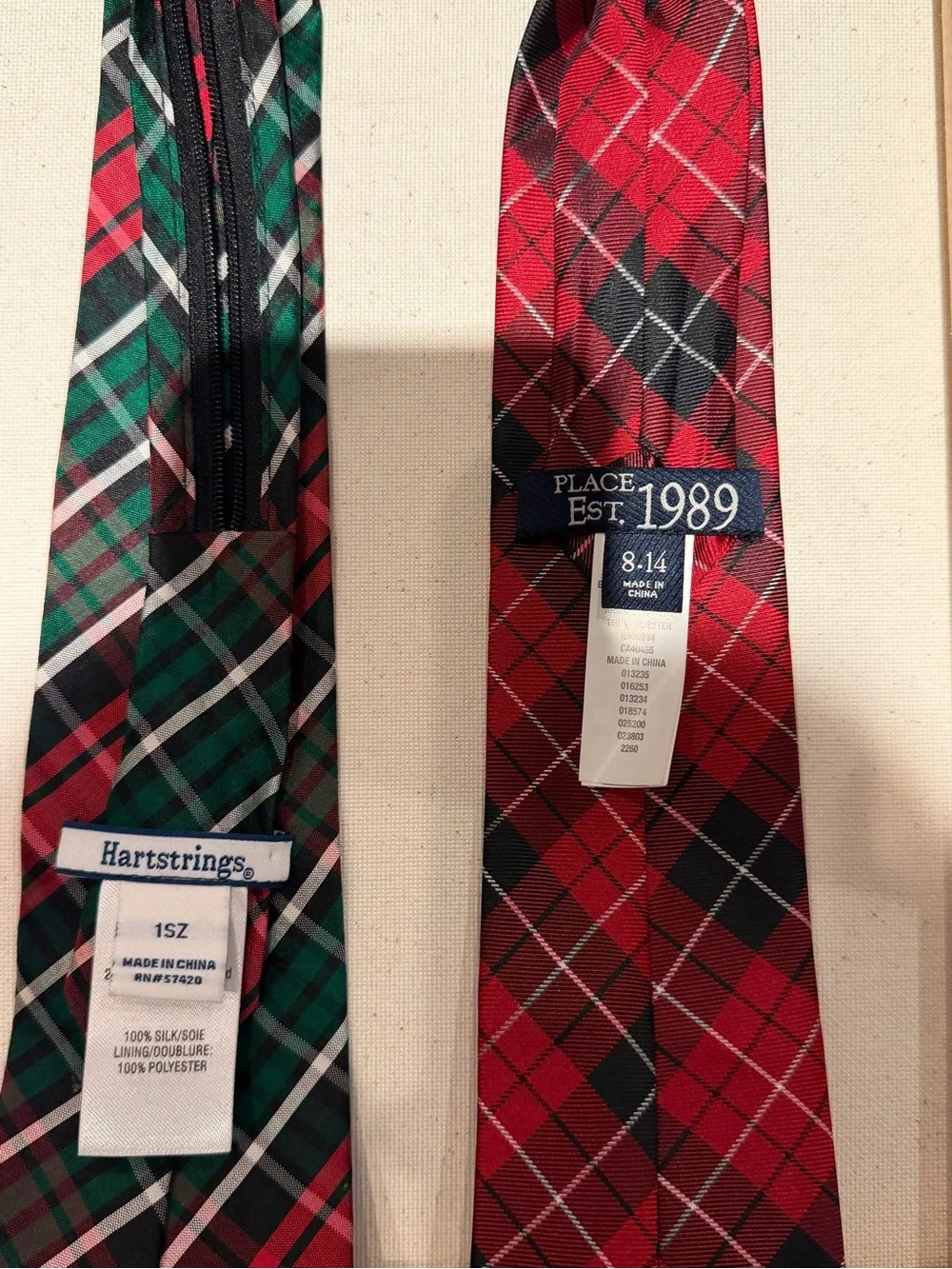 Hartstrings Plaid Men's Ties in Red & Green